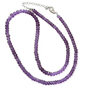 Purple Amethyst 💜 Faceted Bead Necklace 60ctw Sterling Silver